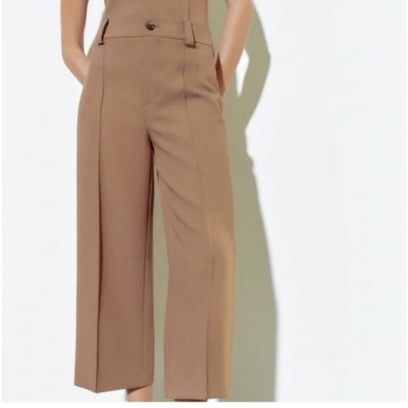 NEW ZARA Francoise Culotte wide leg XXL in Camel - Picture 2 of 11